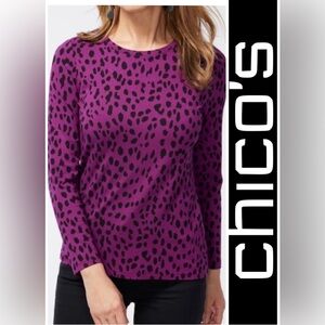 Chico’s Touch of Cool Animal Print Top Size 1